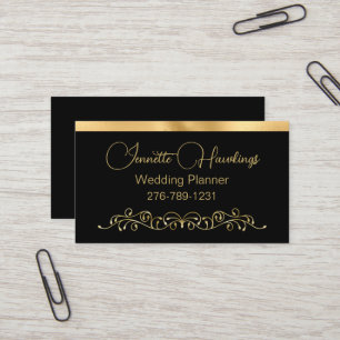 Black and Gold Elegant Wedding Planner Business Card