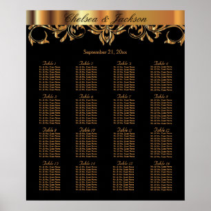 Black and  Gold Element Design - 16 Seating Chart