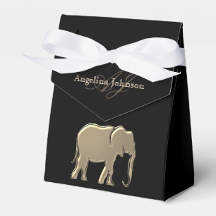 Black and Gold Elephant Classy Elegant Monogrammed Favor Box