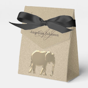 Black and Gold Elephant Elegant Monogrammed Favor Box