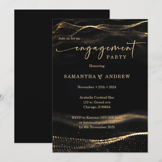 Black and gold Engagement Party Template (Front/Back)