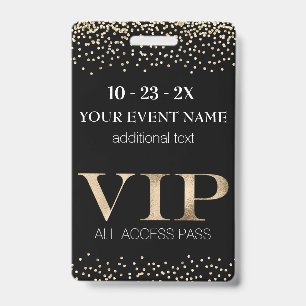 Black and Gold Event VIP Pass Badge