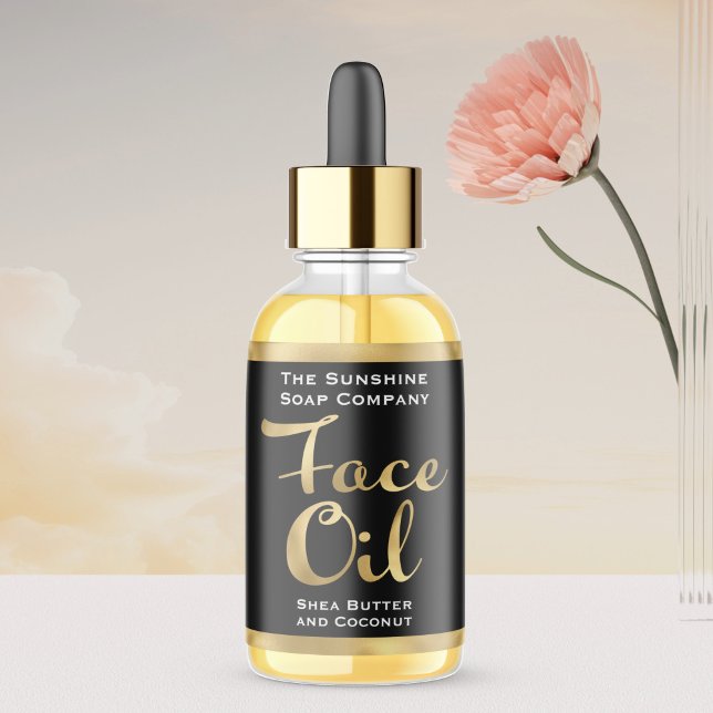 Black and Gold Face Oil Bottle Label (Creator Uploaded)