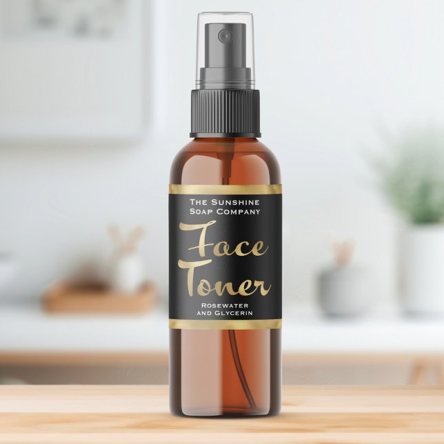 Black and Gold Face Toner Bottle Label (Creator Uploaded)