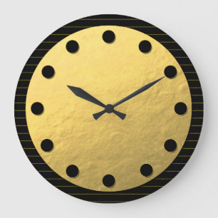 Black and Gold Faux Foil Classy Wall Clock