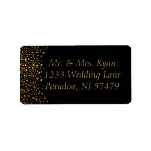 Black and Gold Faux Foil Confetti Dots Label