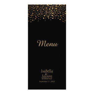 Black and Gold Faux Foil Confetti Dots - Menu