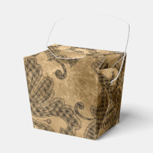 Black and Gold Faux Foil Damask Favor Box