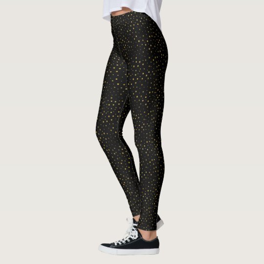 Black and Gold | Faux Foil Dots Dotted Leggings