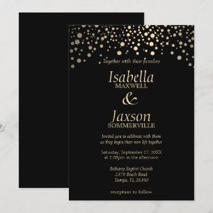 Black and Gold Faux Foil Dots Invitation