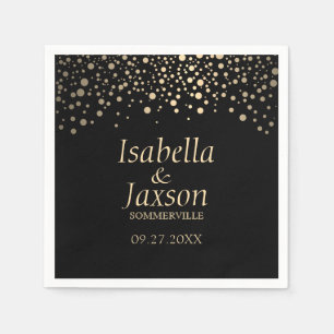 Black and Gold Faux Foil Dots Napkin