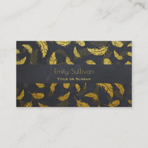 Black And Gold Feather Pattern Business Card