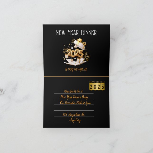 Black and Gold Festive New Year Party Invitation (Inside)
