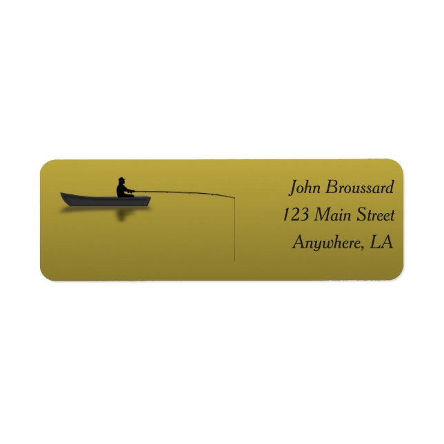 Black and Gold Fishing Address Label (Front)