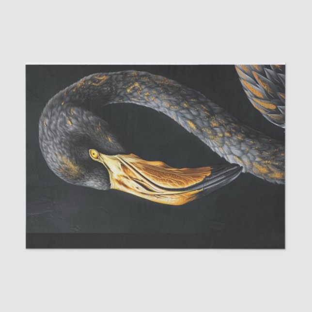 Black and Gold Flamingo3 Tissue Paper (Front)