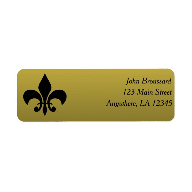 Black and Gold Fleur De Lis Adresse de retour Labe (Devant)