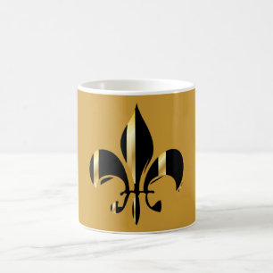 Black and Gold Fleur de Lis Coffee Mug