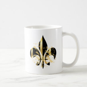 Black and Gold Fleur de Lis Coffee Mug