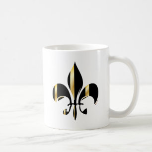 Black and Gold Fleur de Lis Coffee Mug