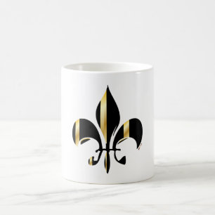 Black and Gold Fleur de Lis Coffee Mug
