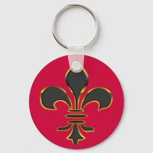Black and gold Fleur-de-lis...KeyChain Keychain