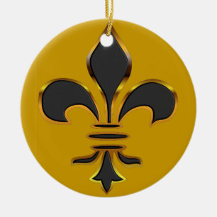 Black and Gold Fleur de lis  Ornament