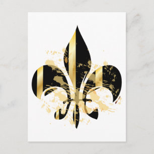 Black and Gold Fleur de Lis Postcard