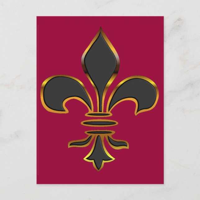 Black and Gold Fleur-de-lis Postcard (Front)