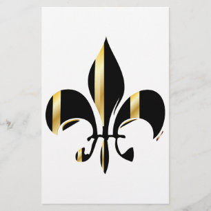 Black and Gold Fleur de Lis Stationery