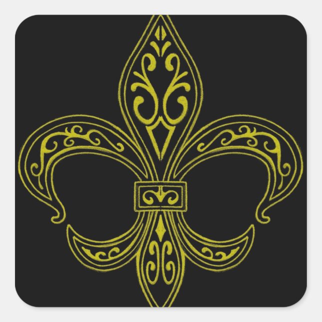 Black and Gold Fleur De Lis Sticker (Front)