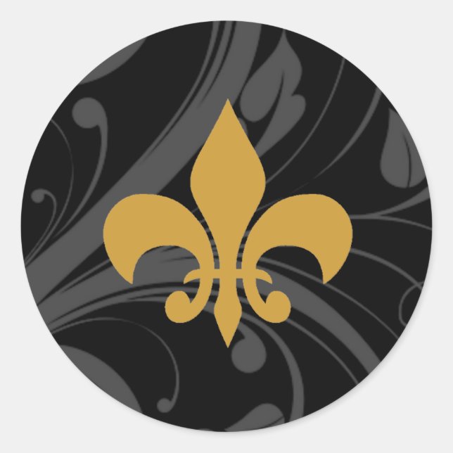 Black and gold Fleur De Lis Stickers (Front)