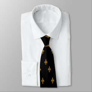 Black and Gold Fleur De Lis Tie