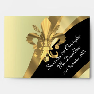 Black and gold fleur de lys envelopes