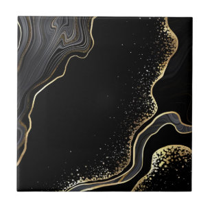 Black and gold floor tiles