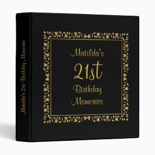 Black and Gold Floral 21st Birthday Binder