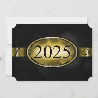 Black and Gold Floral Button 2025 Card