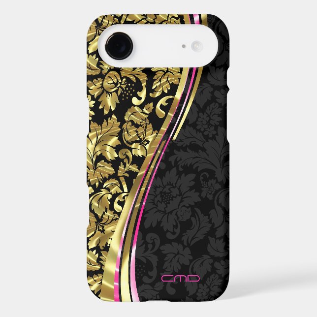 Black And Gold Floral Girly Damasks Case-Mate iPhone Case (Back)