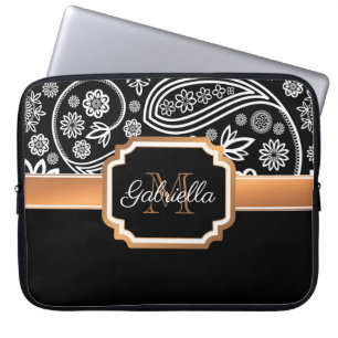 Black and Gold Floral Laptop Sleeve