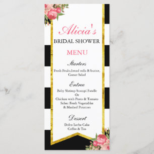 Black and Gold Floral Menu Cards