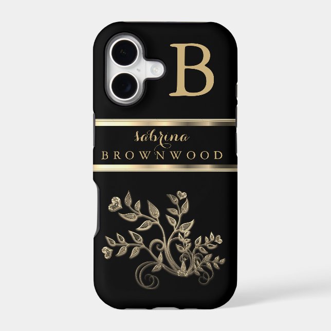 Black and Gold Floral -Personalized (Back)