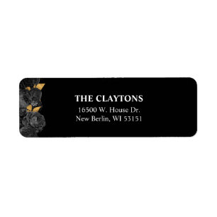 Black And Gold Floral Return Address Labels