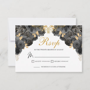 Black and Gold Floral RSVP Enclosure Card