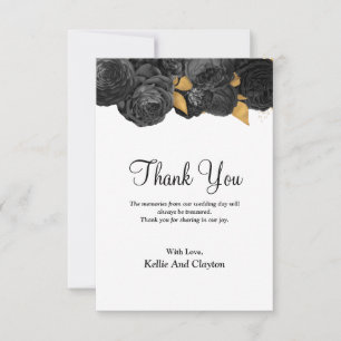 Black And Gold Floral Thank You Card