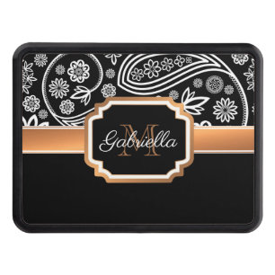 Black and Gold Floral Trailer Hitch Cover
