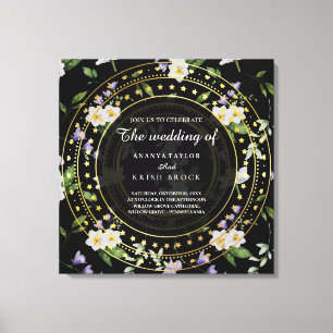 Black and Gold Floral, Wedding Canvas Print
