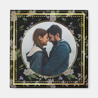 Black and Gold Floral, Wedding favour Magnet