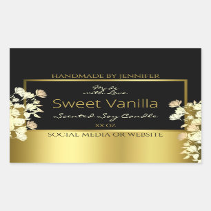 Black and Gold Flowers Product Packaging Labels