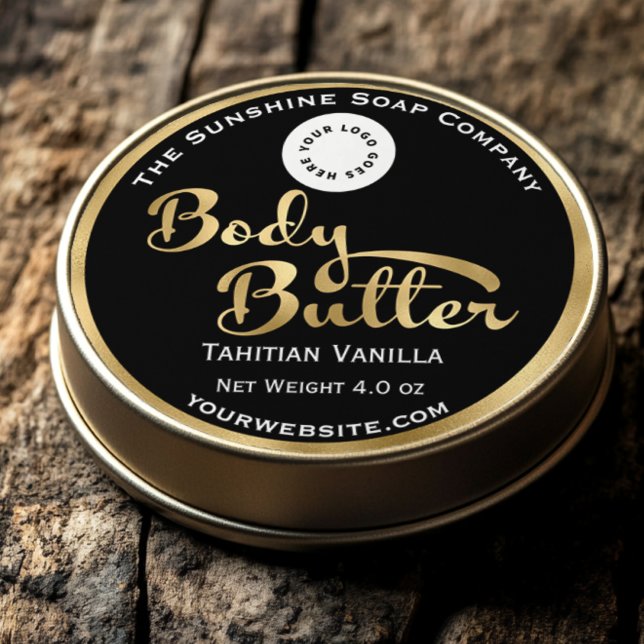 Black and gold foil body butter label with logo (Creator Uploaded)