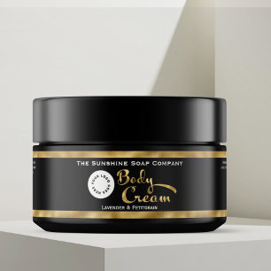 Black and Gold Foil Body Cream Jar Label with logo