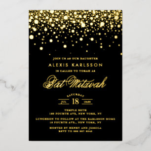 Black and Gold Foil Confetti Dots Bat Mitzvah